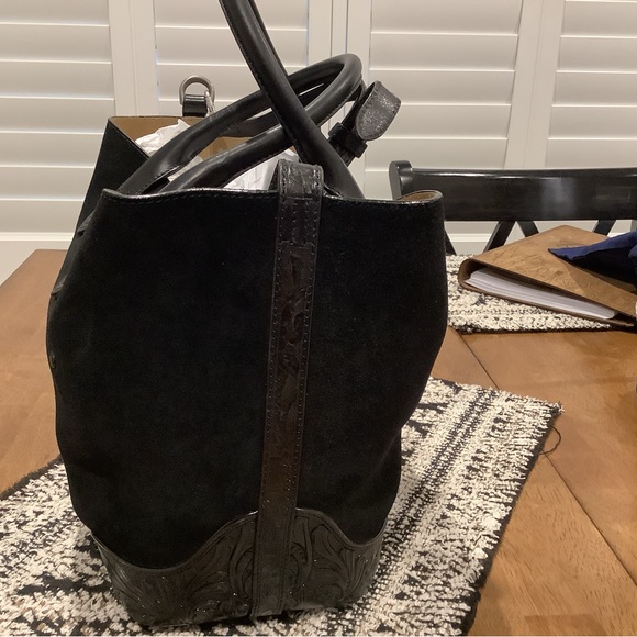 Authentic Polo Ralph Lauren Medium Suede Buckle Tote - Picture 3 of 13